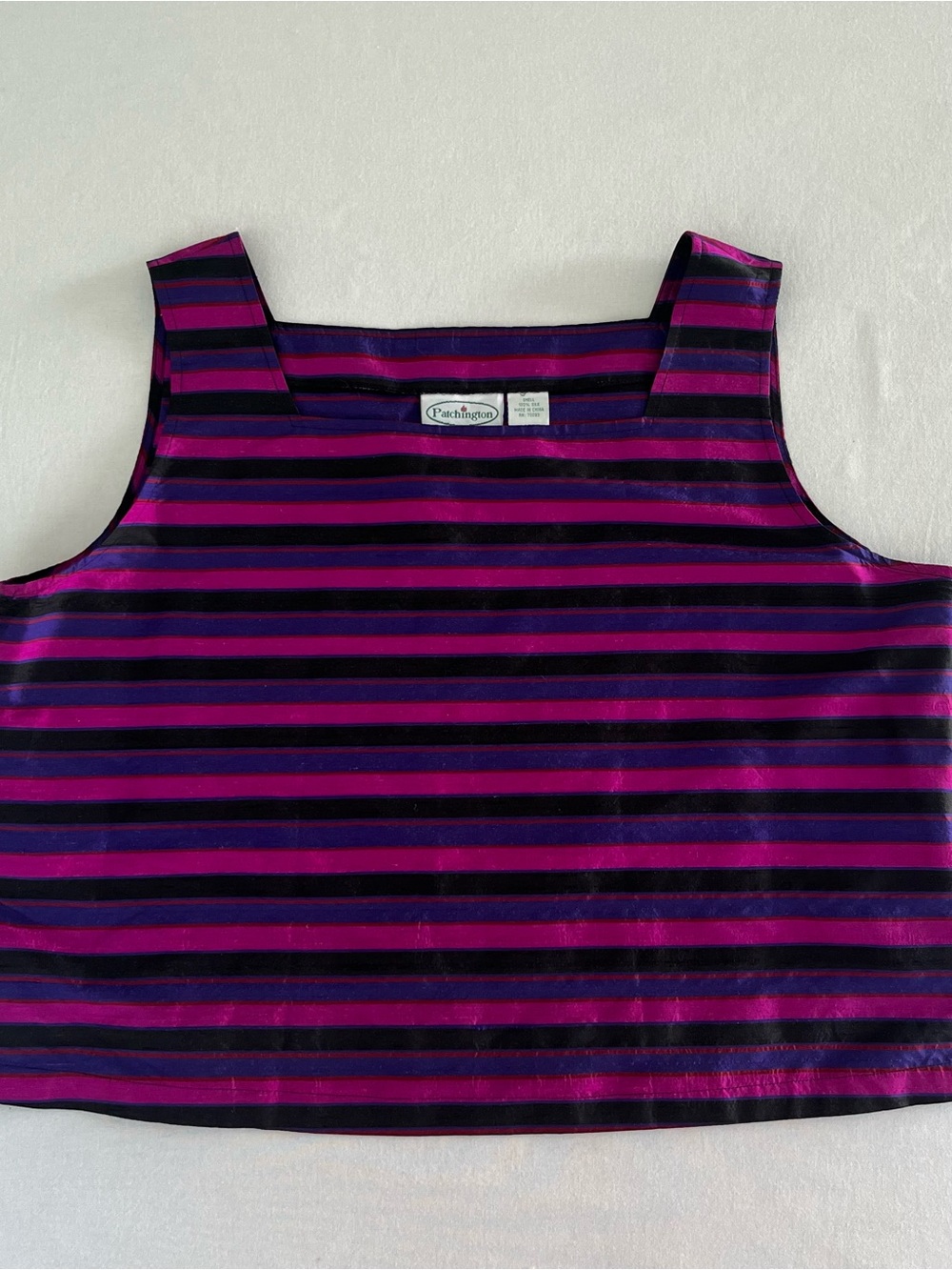 Patchington Purple and Black Striped Square Neck Tank